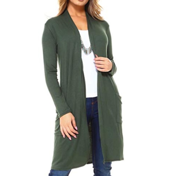 C.C. Boutique Sweaters - NWT Olive Jersey Duster Cardigan With Pockets!